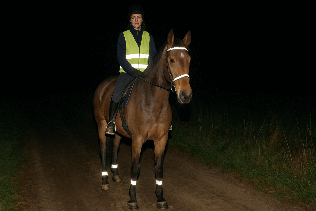 Sicher reiten in der Dunkelheit: sehen und gesehen werden